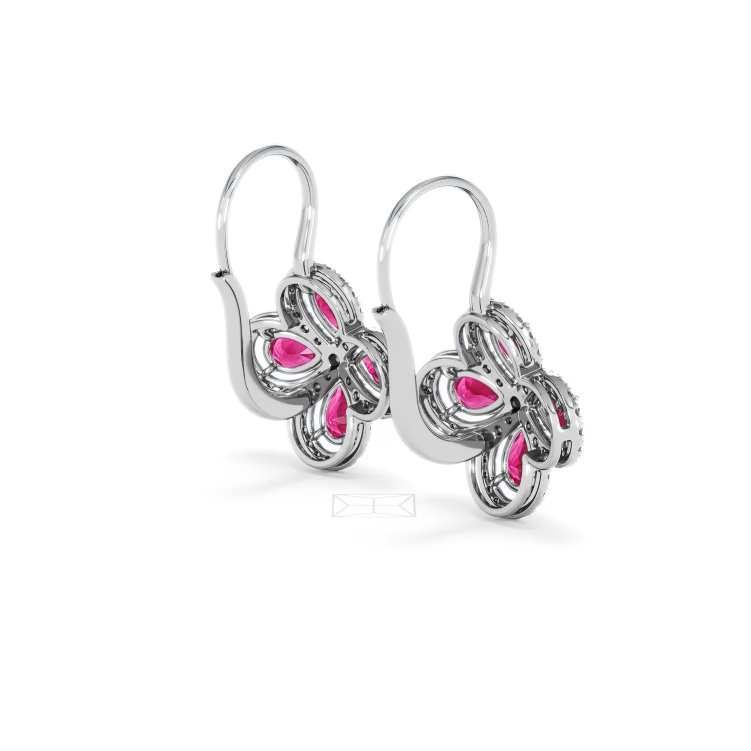 Bloom 4.75ct Lab Ruby and Lab Diamond Earrings in 18K White Gold - Image 39