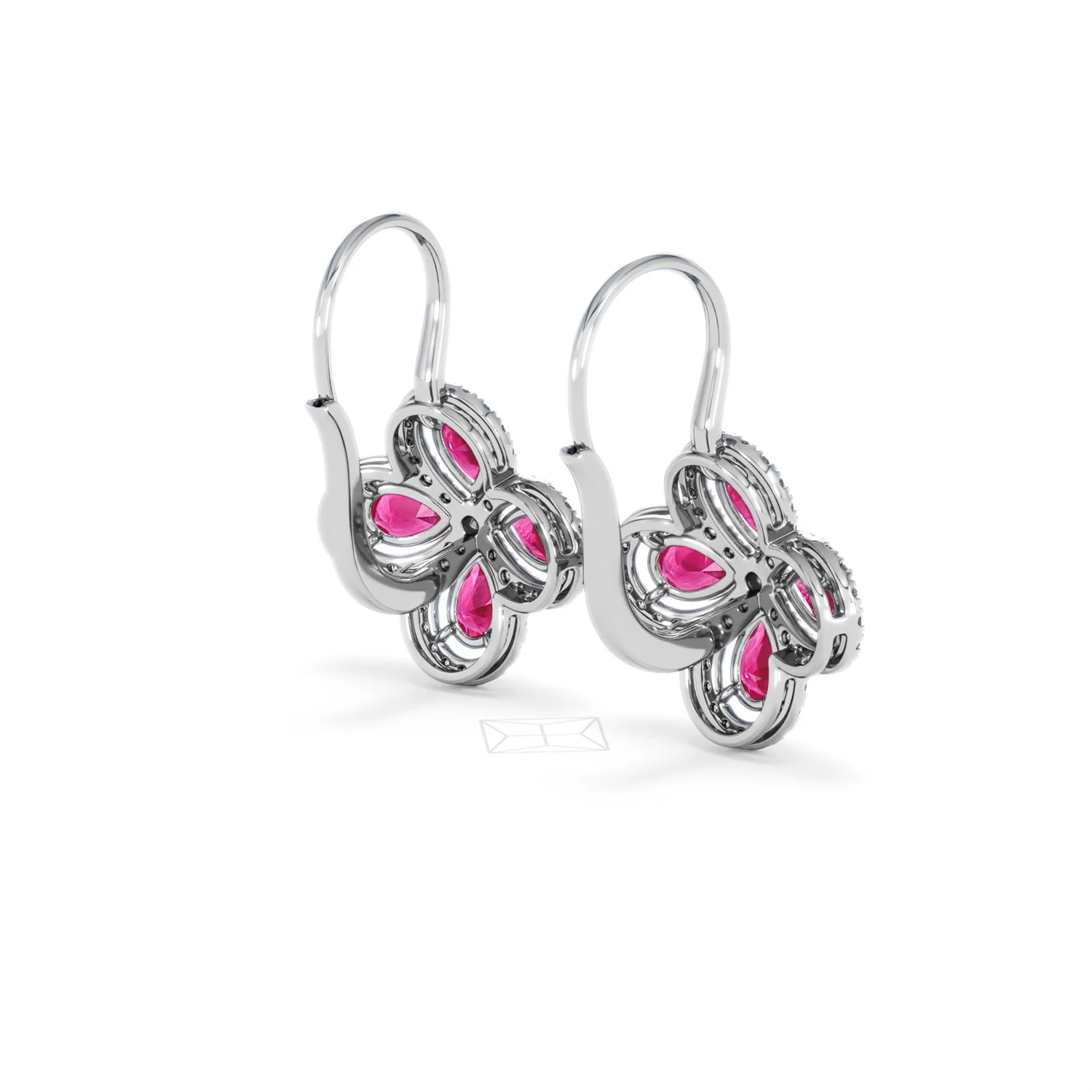 Bloom 4.75ct Lab Ruby and Lab Diamond Earrings in 18K White Gold - Image 40