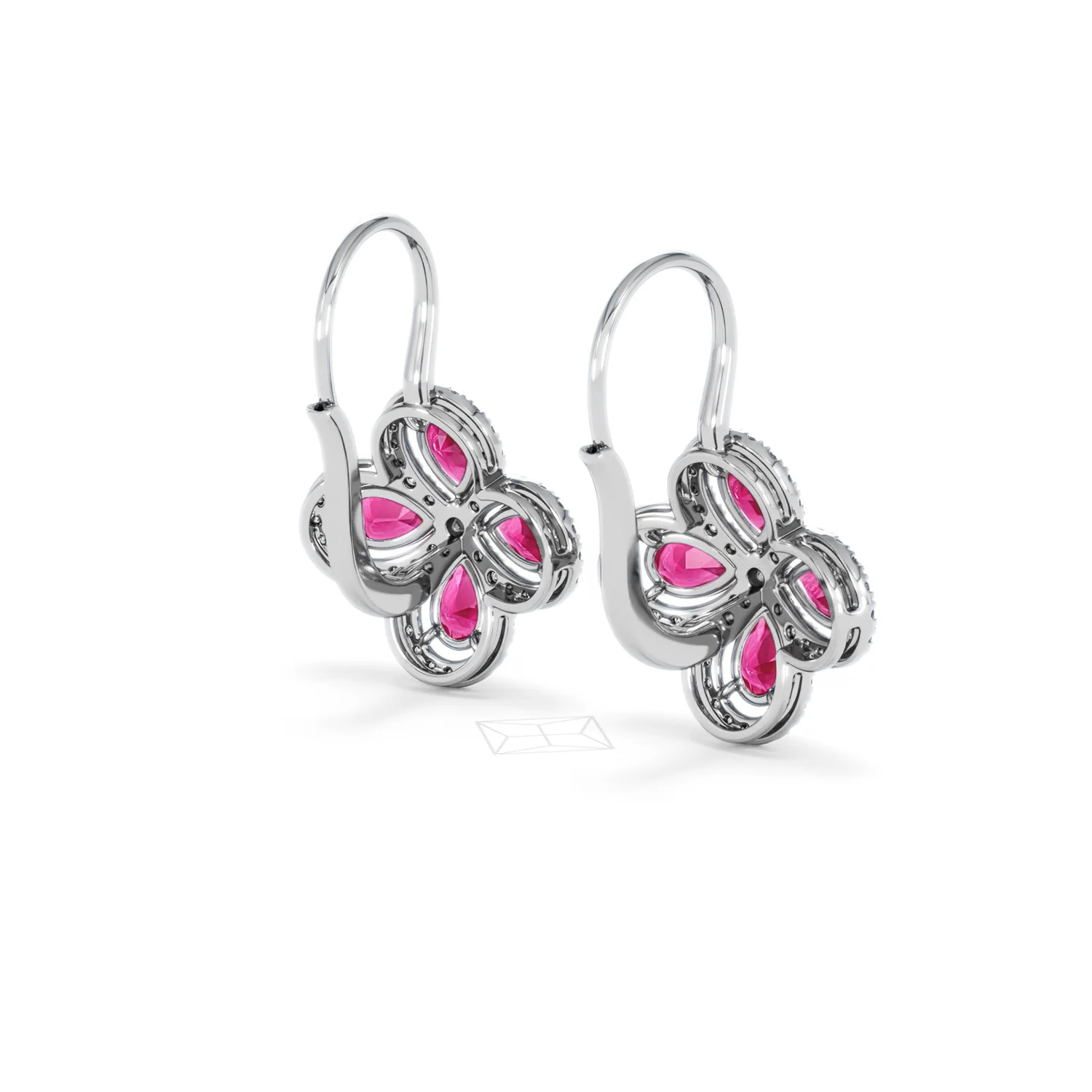 Bloom 4.75ct Lab Ruby and Lab Diamond Earrings in 18K White Gold - Image 41
