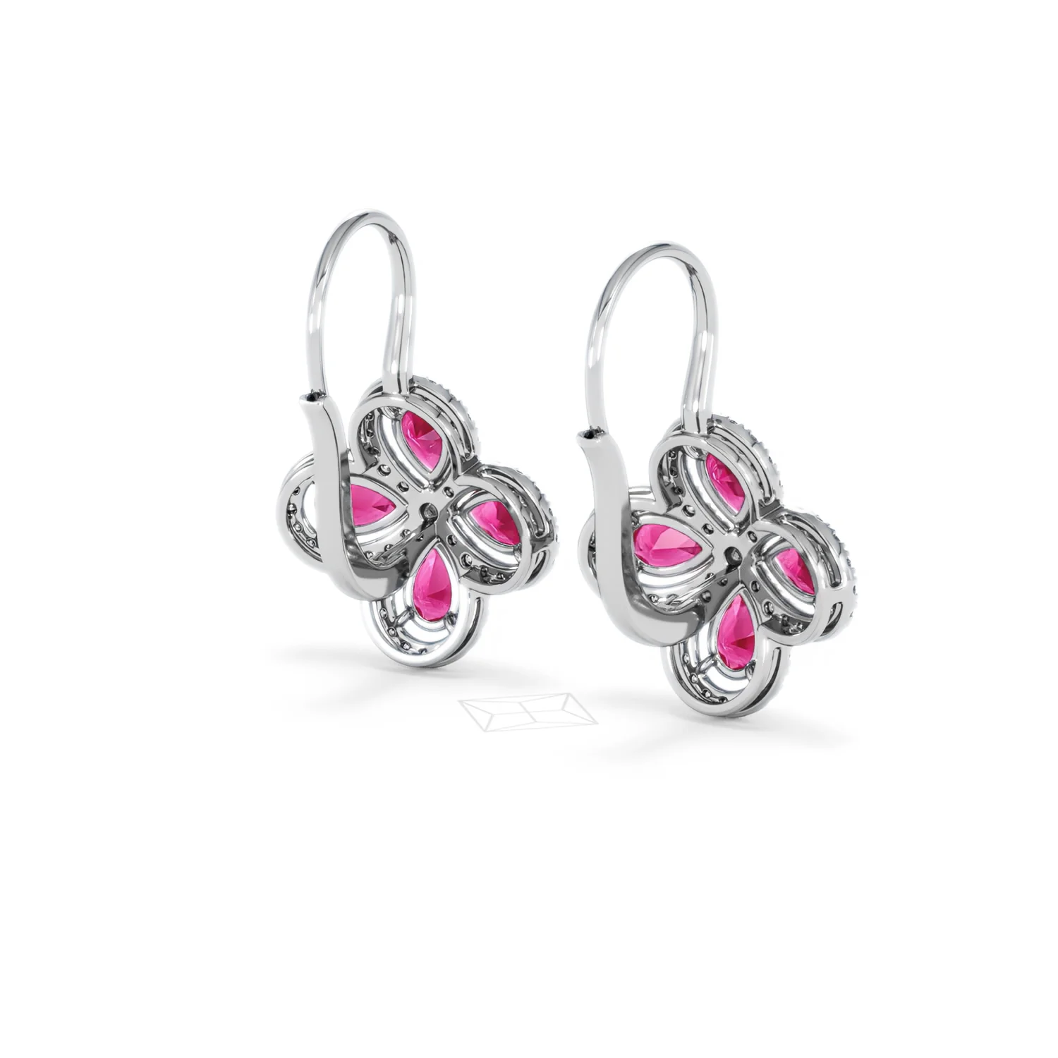 Bloom 4.75ct Lab Ruby and Lab Diamond Earrings in 18K White Gold - Image 42