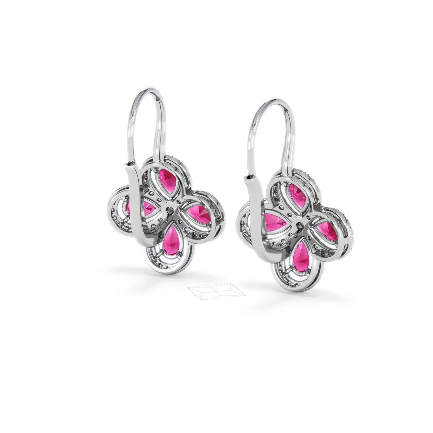 Bloom 4.75ct Lab Ruby and Lab Diamond Earrings in 18K White Gold - Image 43
