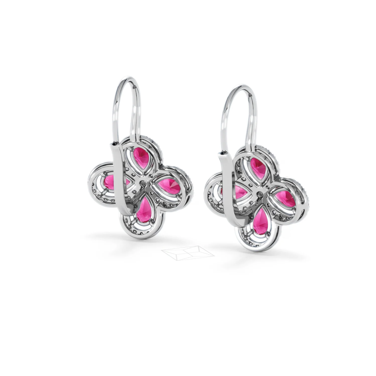 Bloom 4.75ct Lab Ruby and Lab Diamond Earrings in 18K White Gold - Image 44