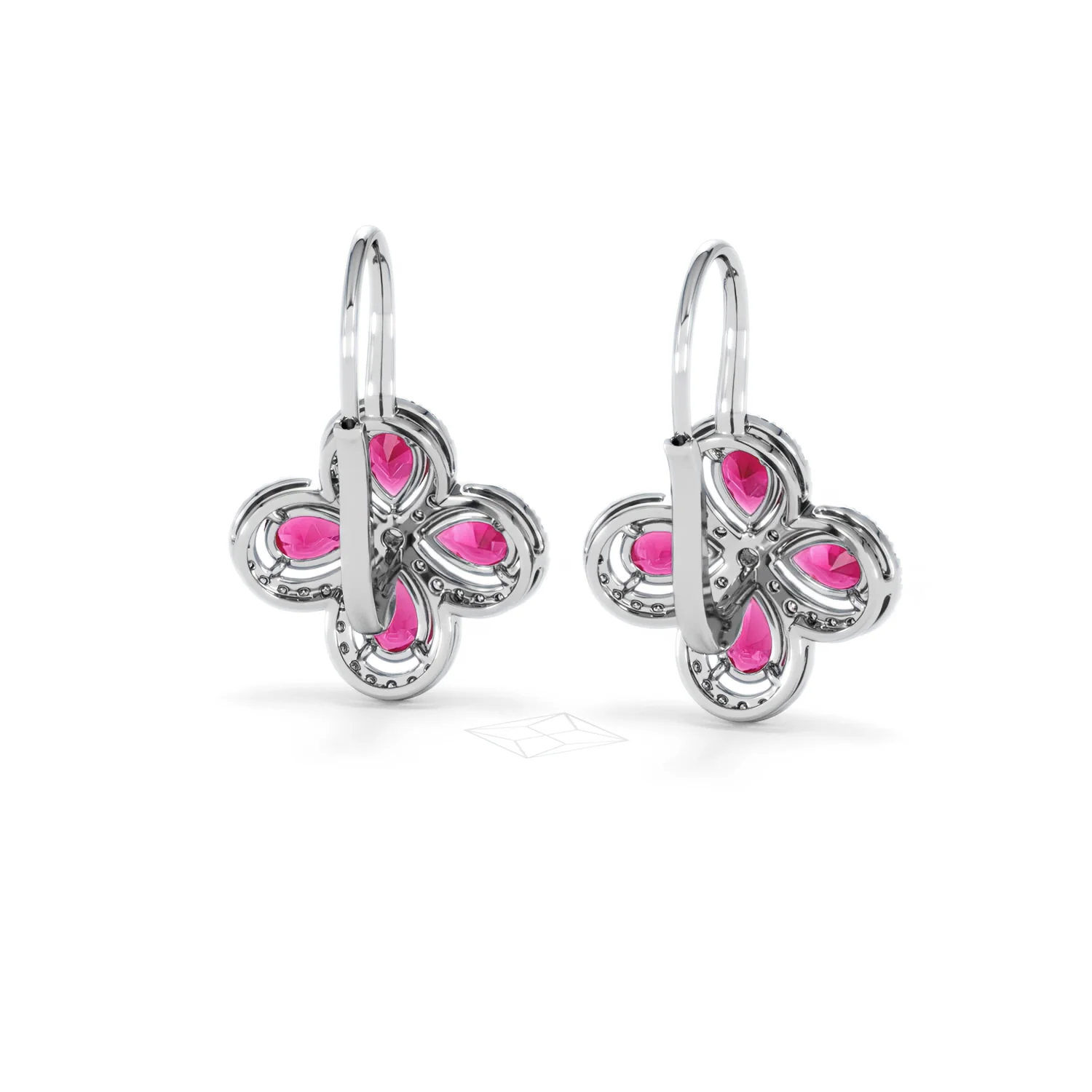 Bloom 4.75ct Lab Ruby and Lab Diamond Earrings in 18K White Gold - Image 46