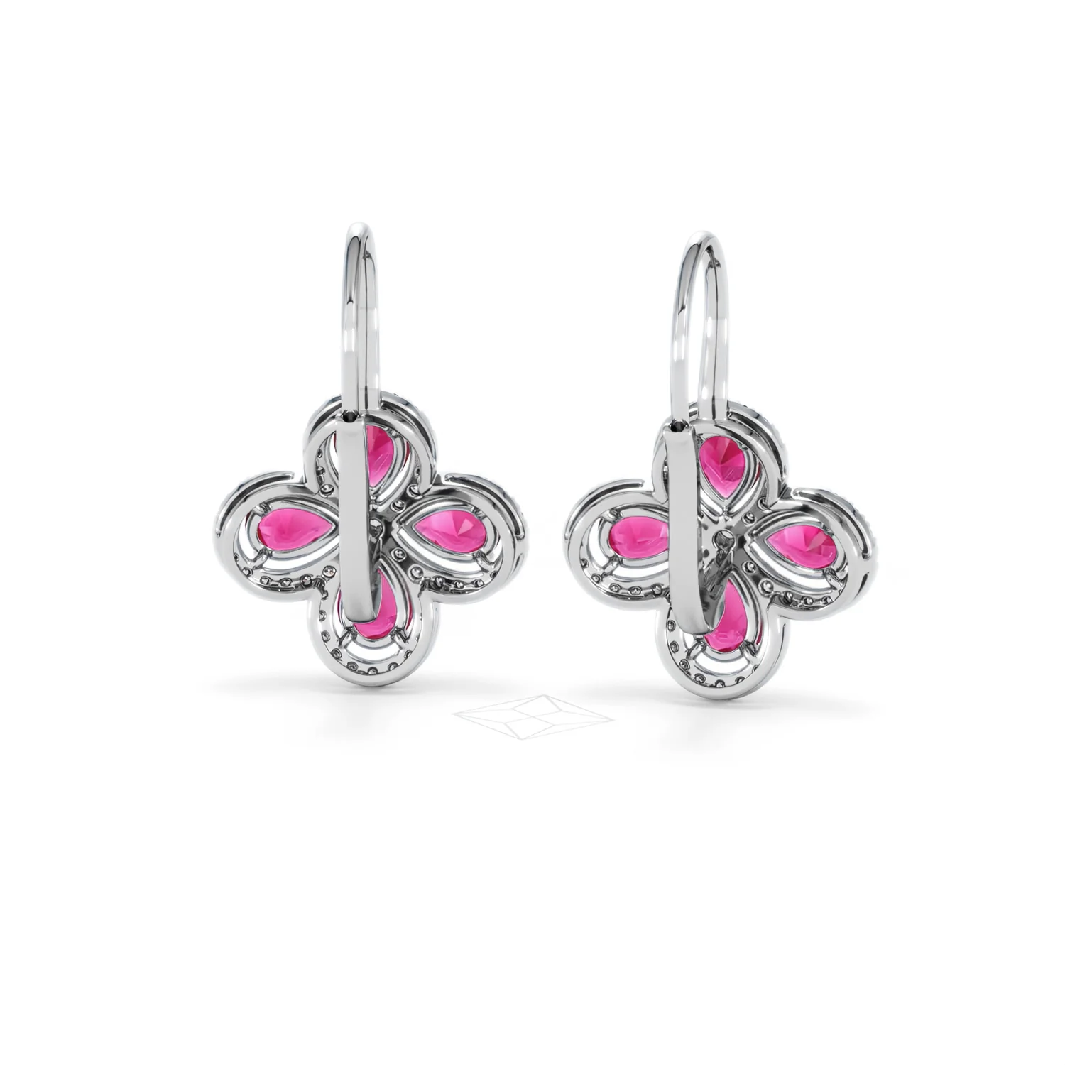 Bloom 4.75ct Lab Ruby and Lab Diamond Earrings in 18K White Gold - Image 47
