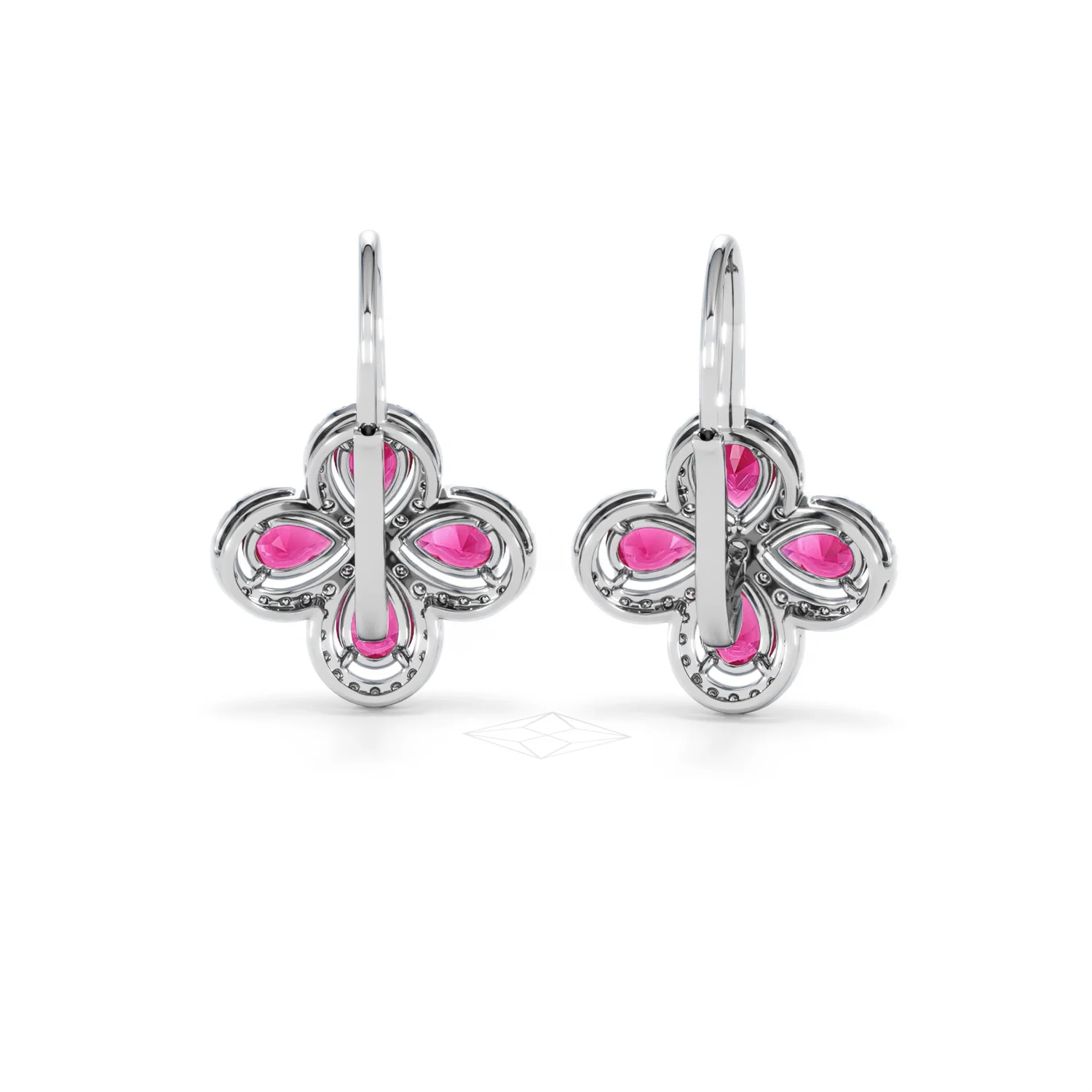 Bloom 4.75ct Lab Ruby and Lab Diamond Earrings in 18K White Gold - Image 48