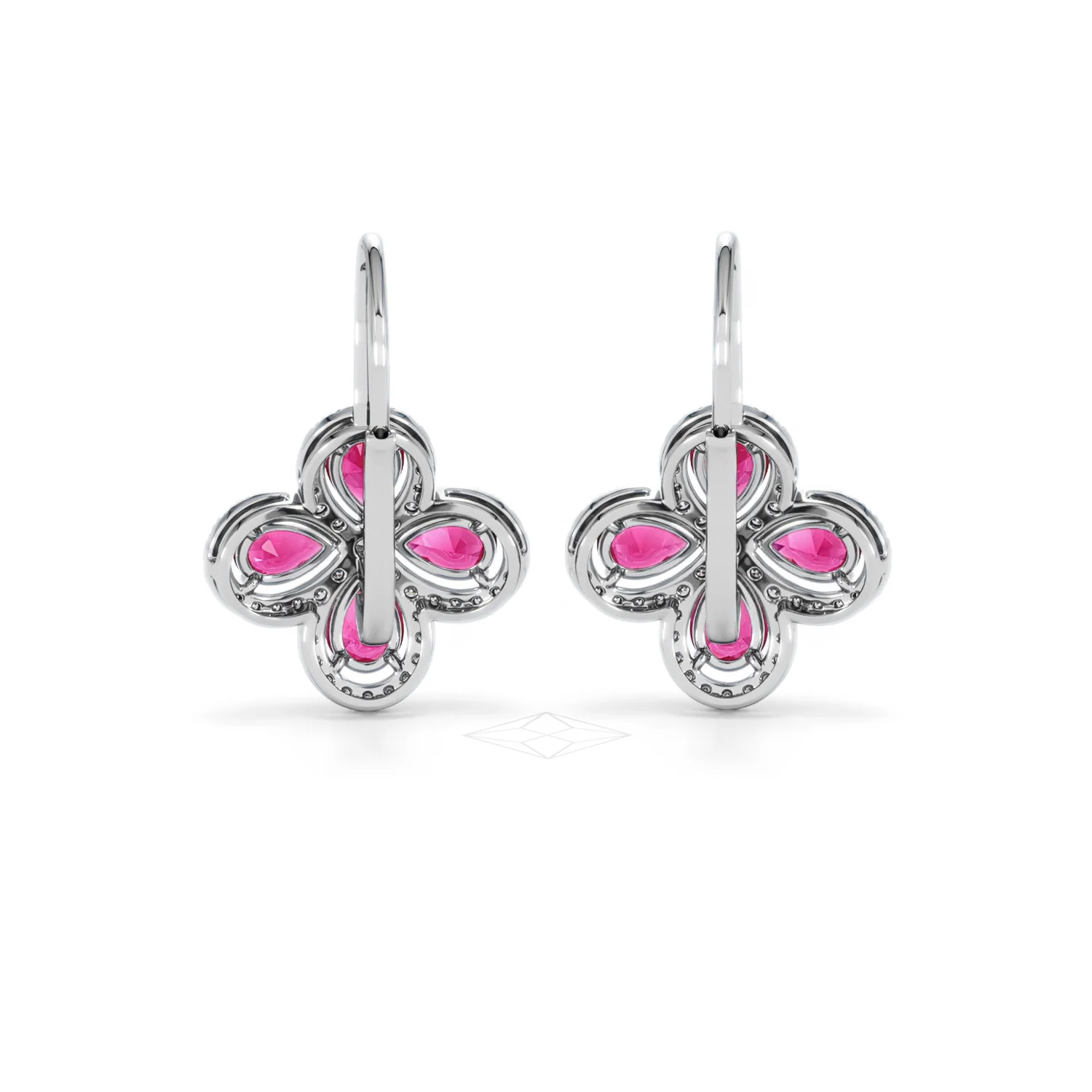Bloom 4.75ct Lab Ruby and Lab Diamond Earrings in 18K White Gold - Image 49