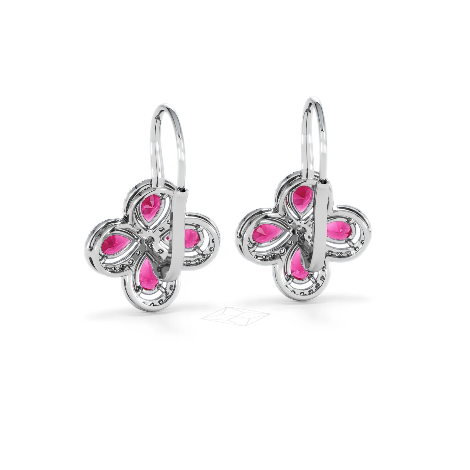 Bloom 4.75ct Lab Ruby and Lab Diamond Earrings in 18K White Gold - Image 52
