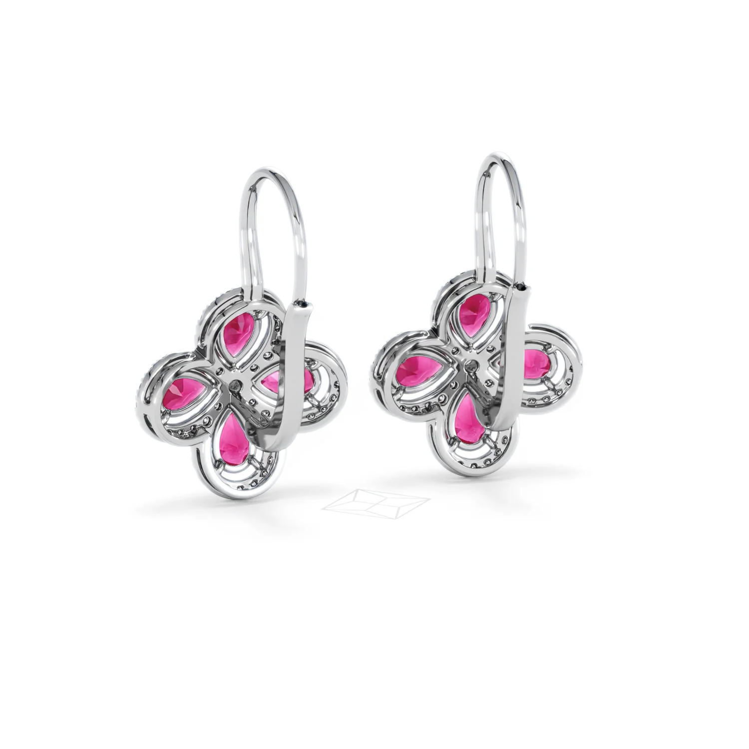 Bloom 4.75ct Lab Ruby and Lab Diamond Earrings in 18K White Gold - Image 53