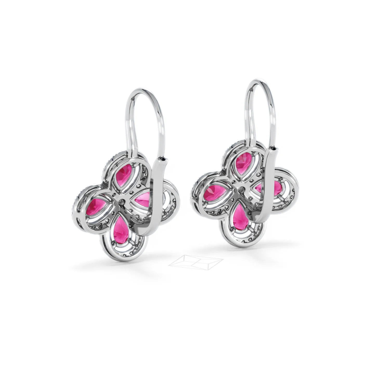 Bloom 4.75ct Lab Ruby and Lab Diamond Earrings in 18K White Gold - Image 54
