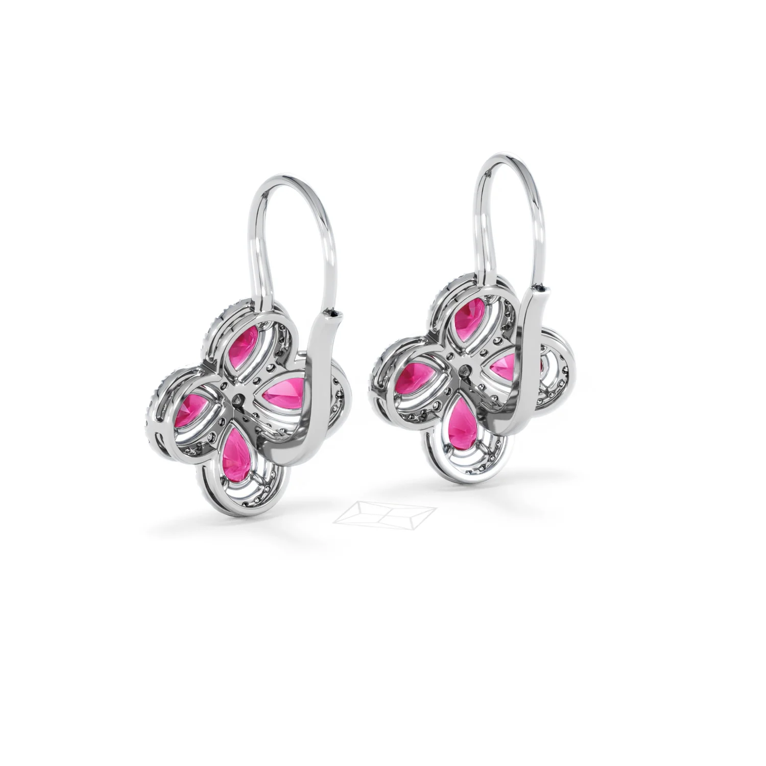 Bloom 4.75ct Lab Ruby and Lab Diamond Earrings in 18K White Gold - Image 55
