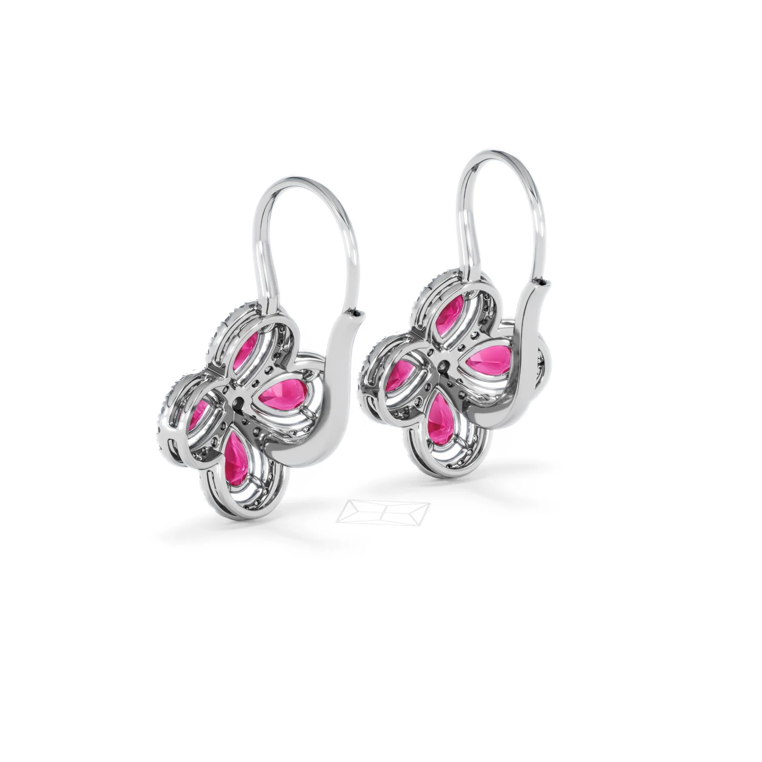 Bloom 4.75ct Lab Ruby and Lab Diamond Earrings in 18K White Gold - Image 57
