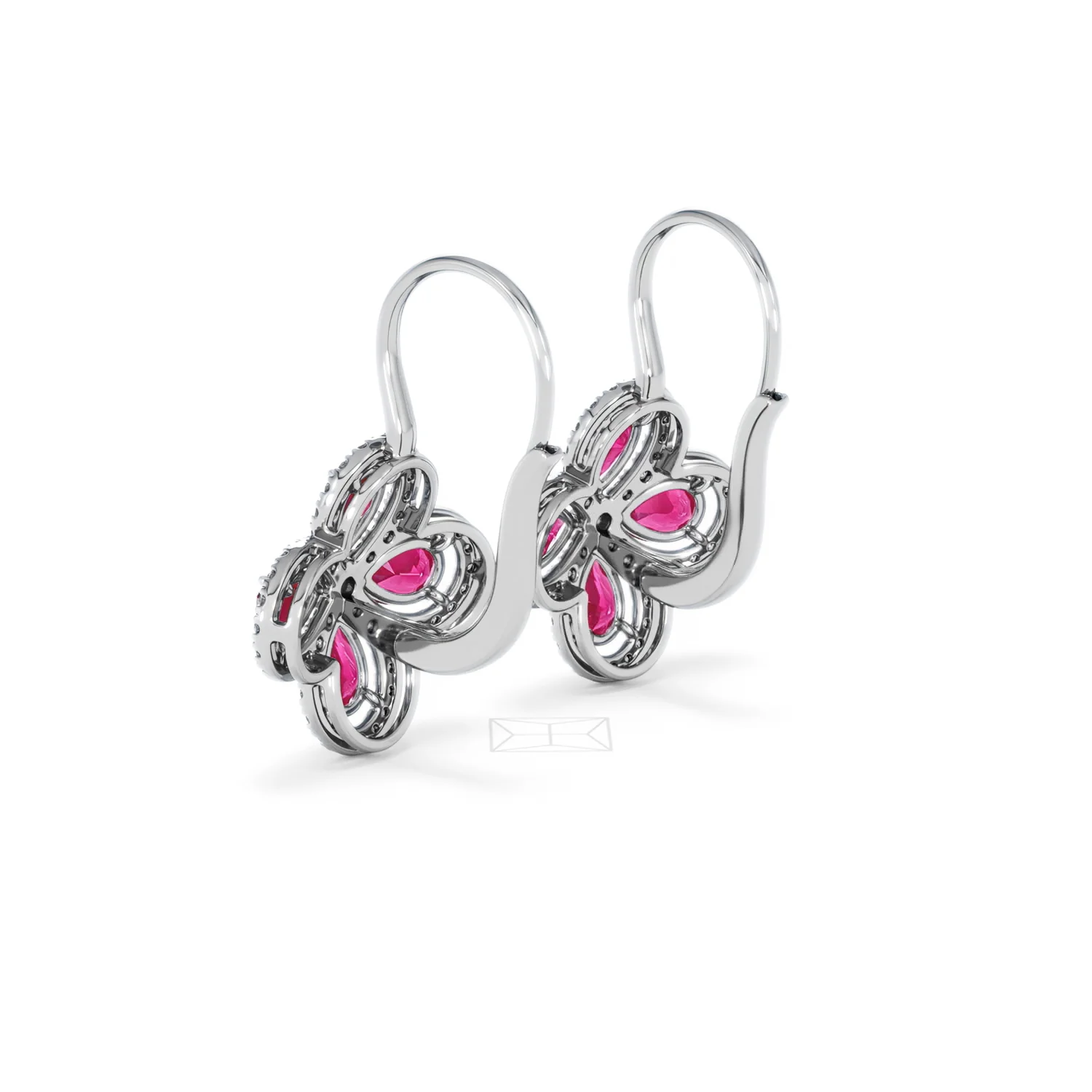 Bloom 4.75ct Lab Ruby and Lab Diamond Earrings in 18K White Gold - Image 59