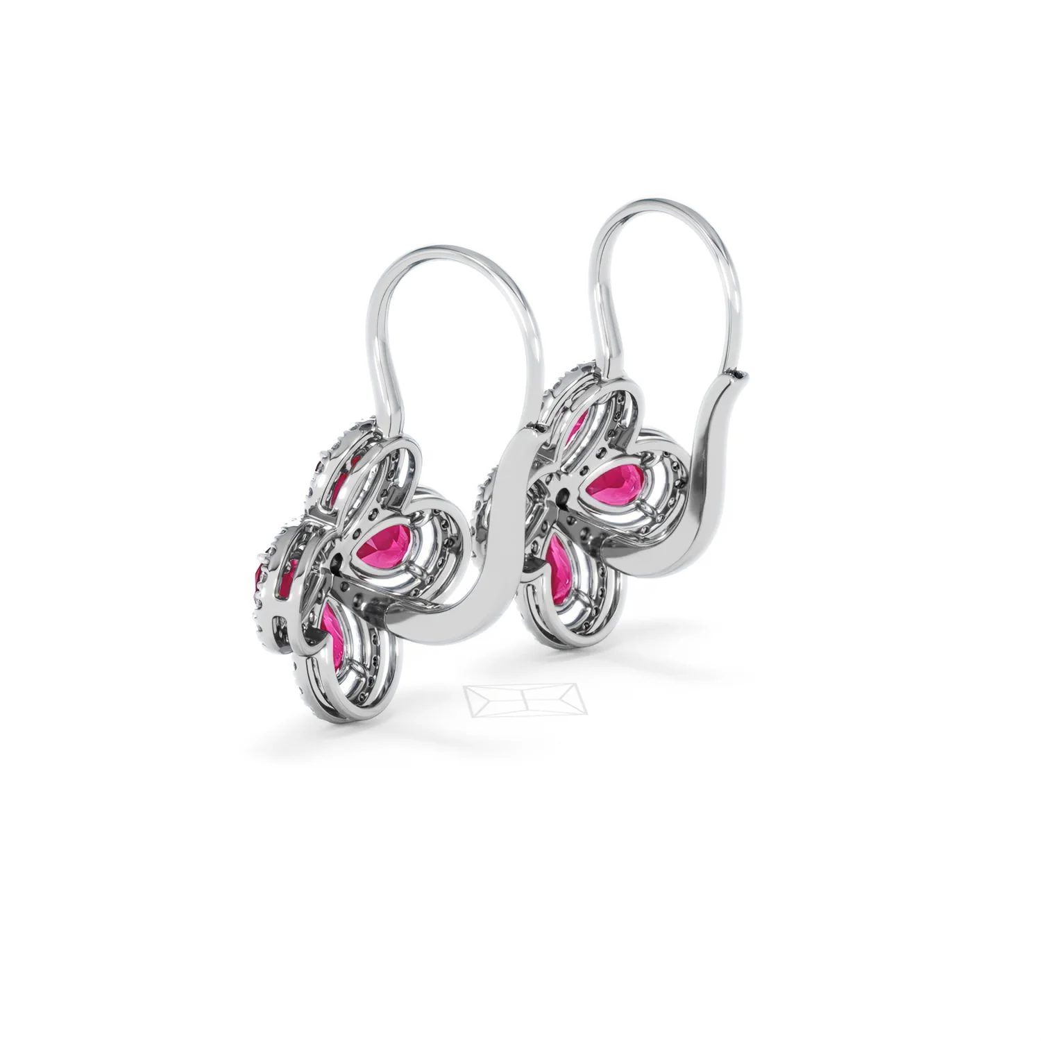Bloom 4.75ct Lab Ruby and Lab Diamond Earrings in 18K White Gold - Image 60