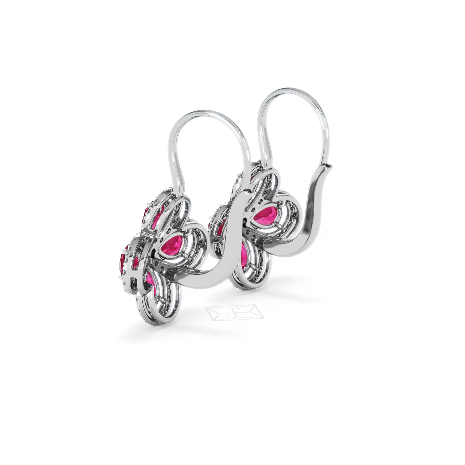 Bloom 4.75ct Lab Ruby and Lab Diamond Earrings in 18K White Gold - Image 61