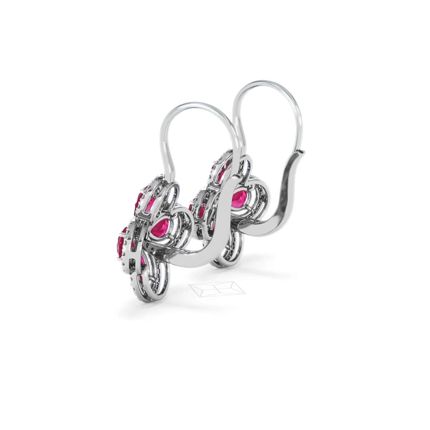 Bloom 4.75ct Lab Ruby and Lab Diamond Earrings in 18K White Gold - Image 62