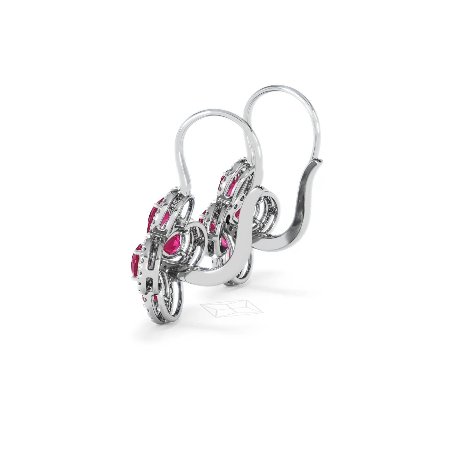 Bloom 4.75ct Lab Ruby and Lab Diamond Earrings in 18K White Gold - Image 63