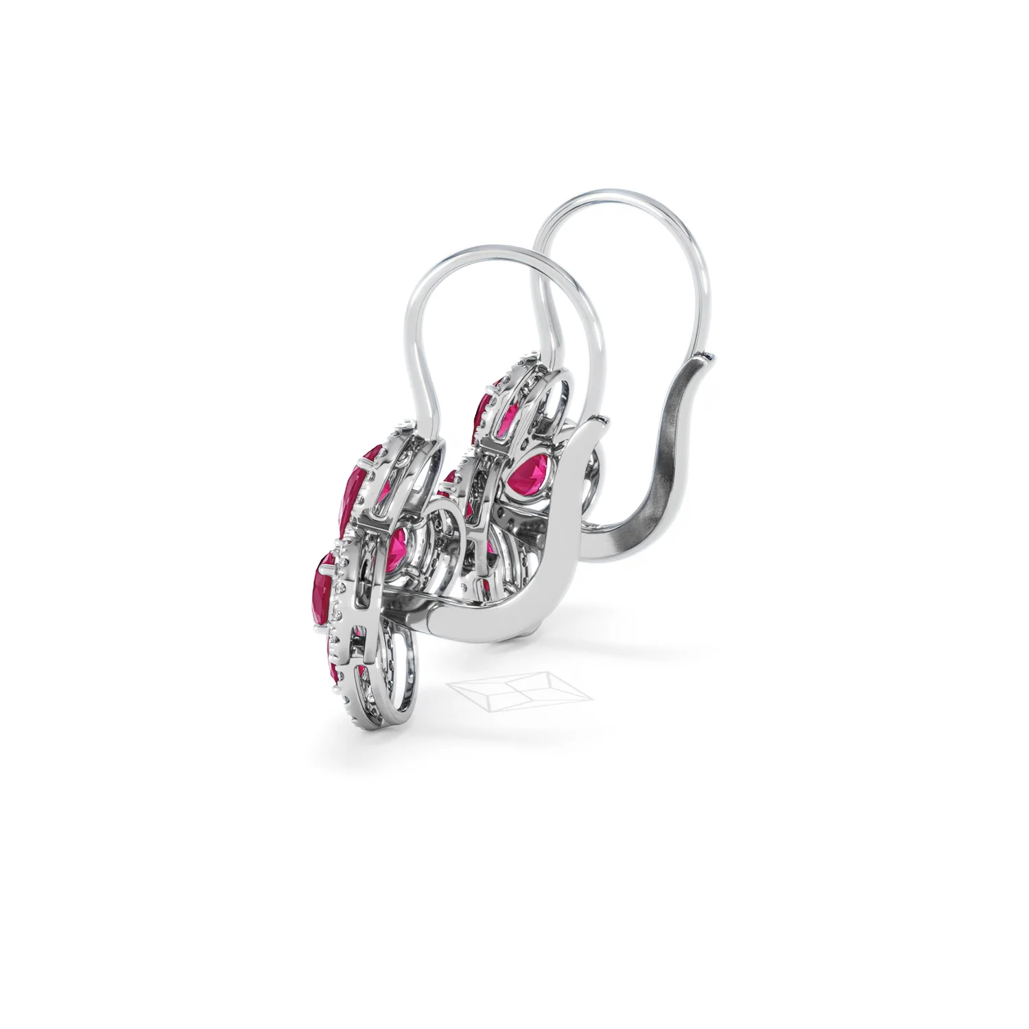 Bloom 4.75ct Lab Ruby and Lab Diamond Earrings in 18K White Gold - Image 64