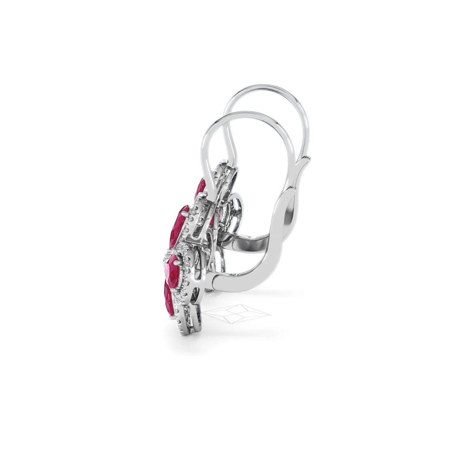 Bloom 4.75ct Lab Ruby and Lab Diamond Earrings in 18K White Gold - Image 67