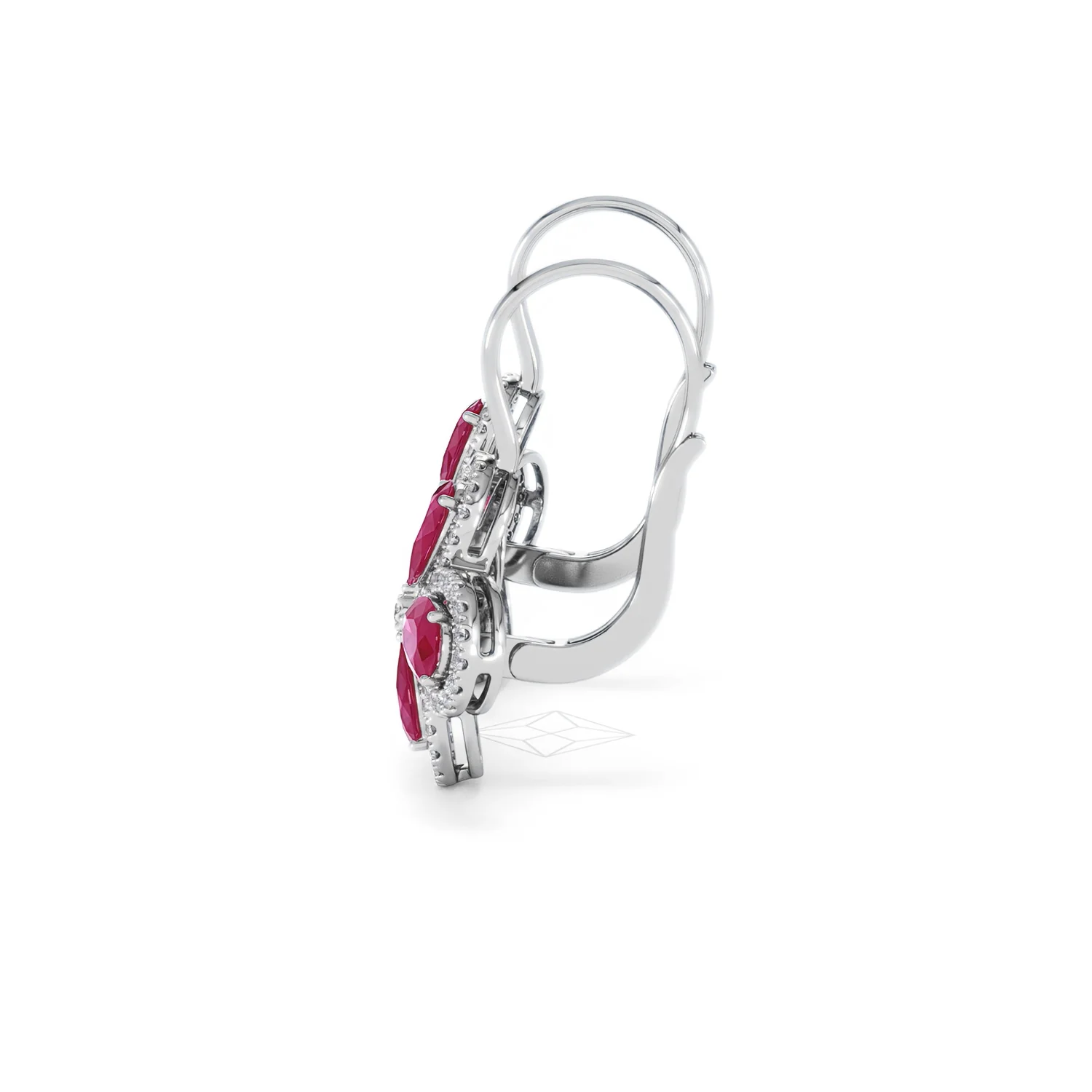 Bloom 4.75ct Lab Ruby and Lab Diamond Earrings in 18K White Gold - Image 68