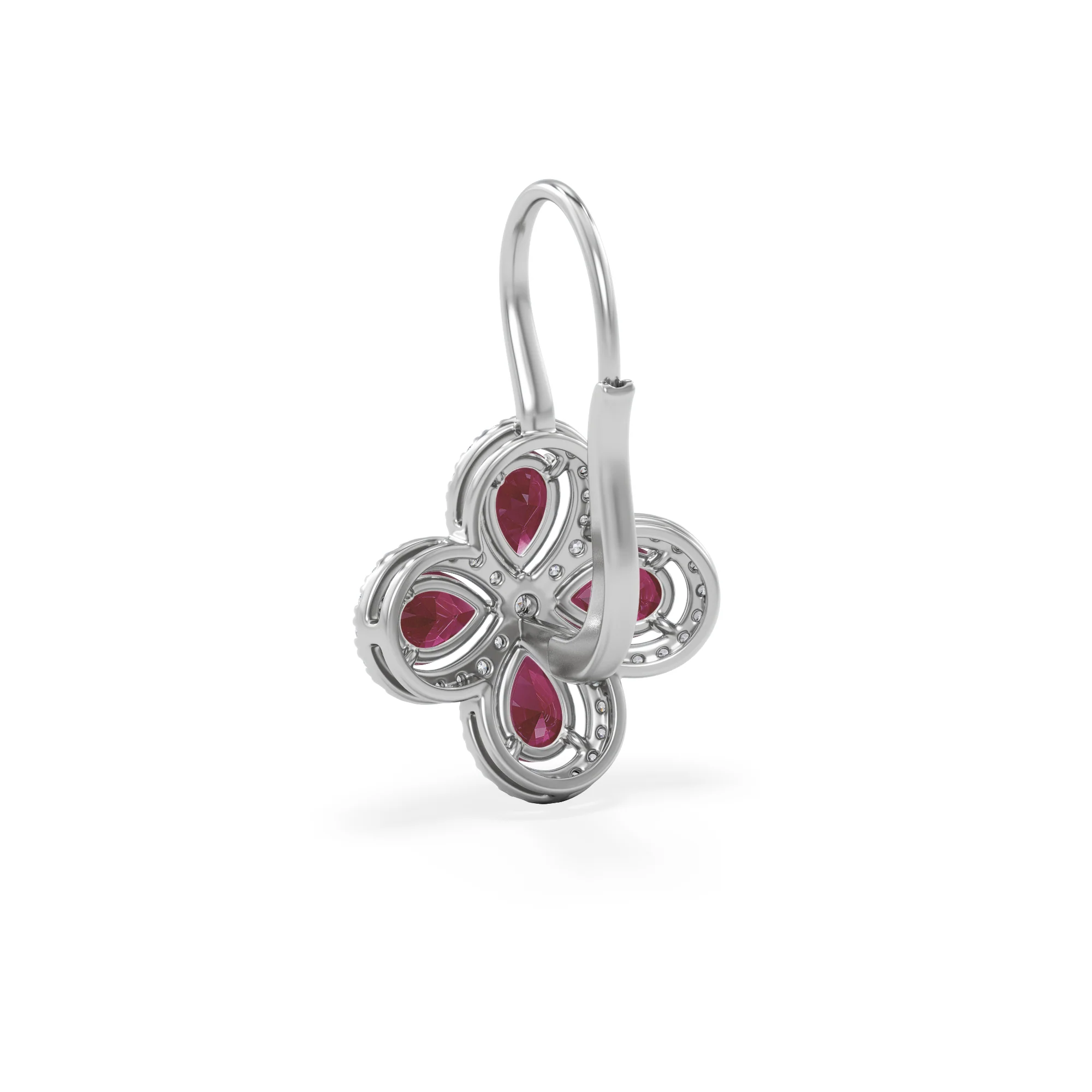 Bloom 4.75ct Lab Ruby and Lab Diamond Earrings in 18K White Gold - Image 7