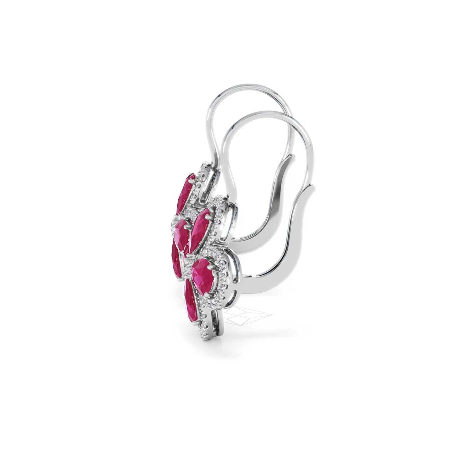 Bloom 4.75ct Lab Ruby and Lab Diamond Earrings in 18K White Gold - Image 70