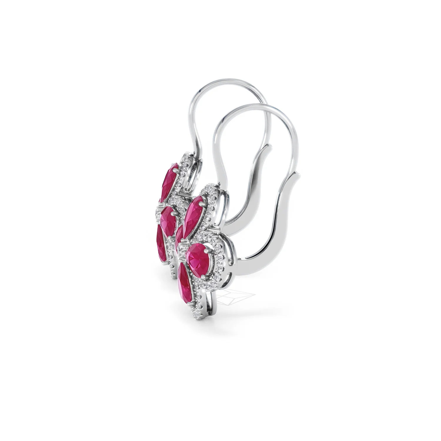 Bloom 4.75ct Lab Ruby and Lab Diamond Earrings in 18K White Gold - Image 71
