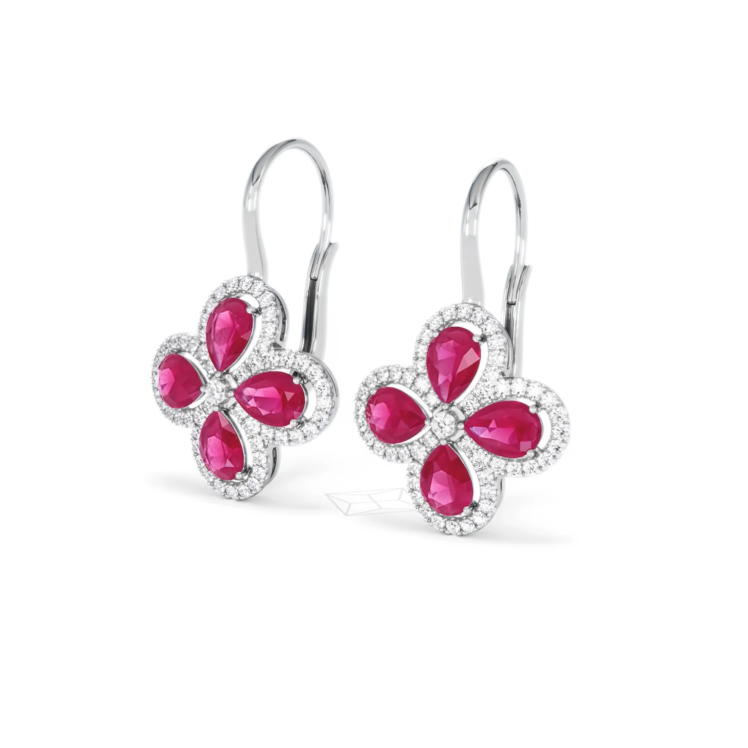 Bloom 4.75ct Lab Ruby and Lab Diamond Earrings in 18K White Gold - Image 82