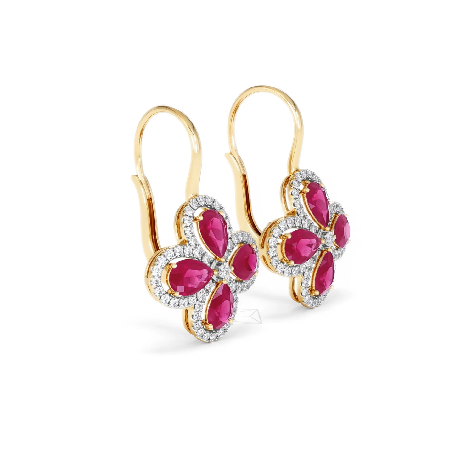 Bloom 4.75ct Lab Ruby and Lab Diamond Earrings in 18K Yellow Gold - Image 19