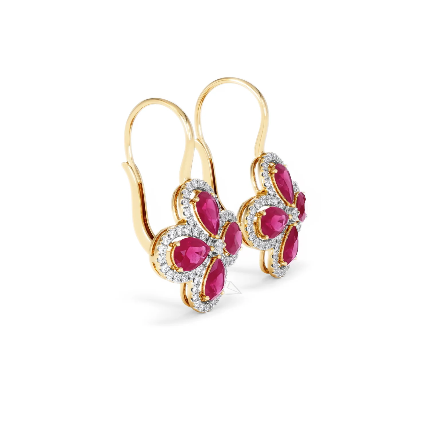 Bloom 4.75ct Lab Ruby and Lab Diamond Earrings in 18K Yellow Gold - Image 21