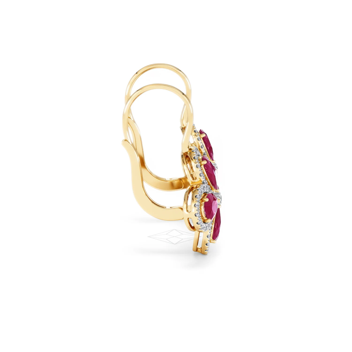 Bloom 4.75ct Lab Ruby and Lab Diamond Earrings in 18K Yellow Gold - Image 28