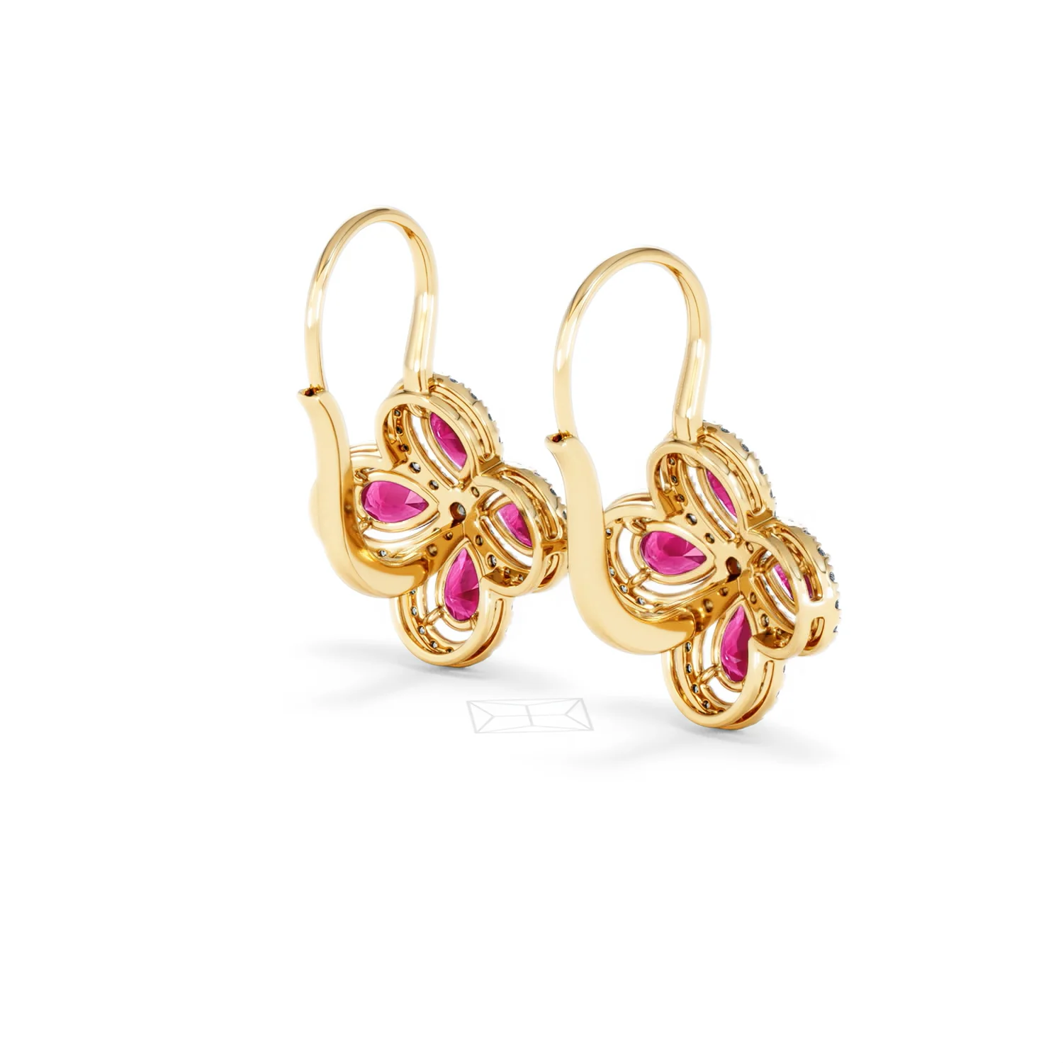 Bloom 4.75ct Lab Ruby and Lab Diamond Earrings in 18K Yellow Gold - Image 39