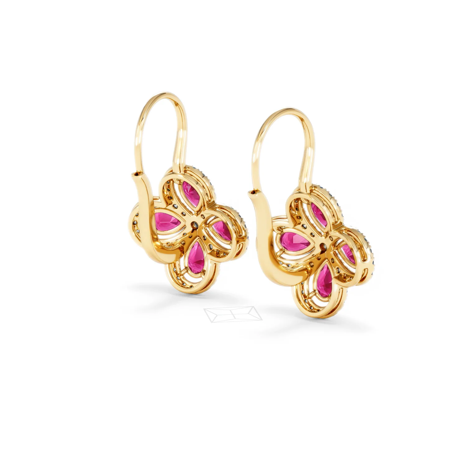 Bloom 4.75ct Lab Ruby and Lab Diamond Earrings in 18K Yellow Gold - Image 40