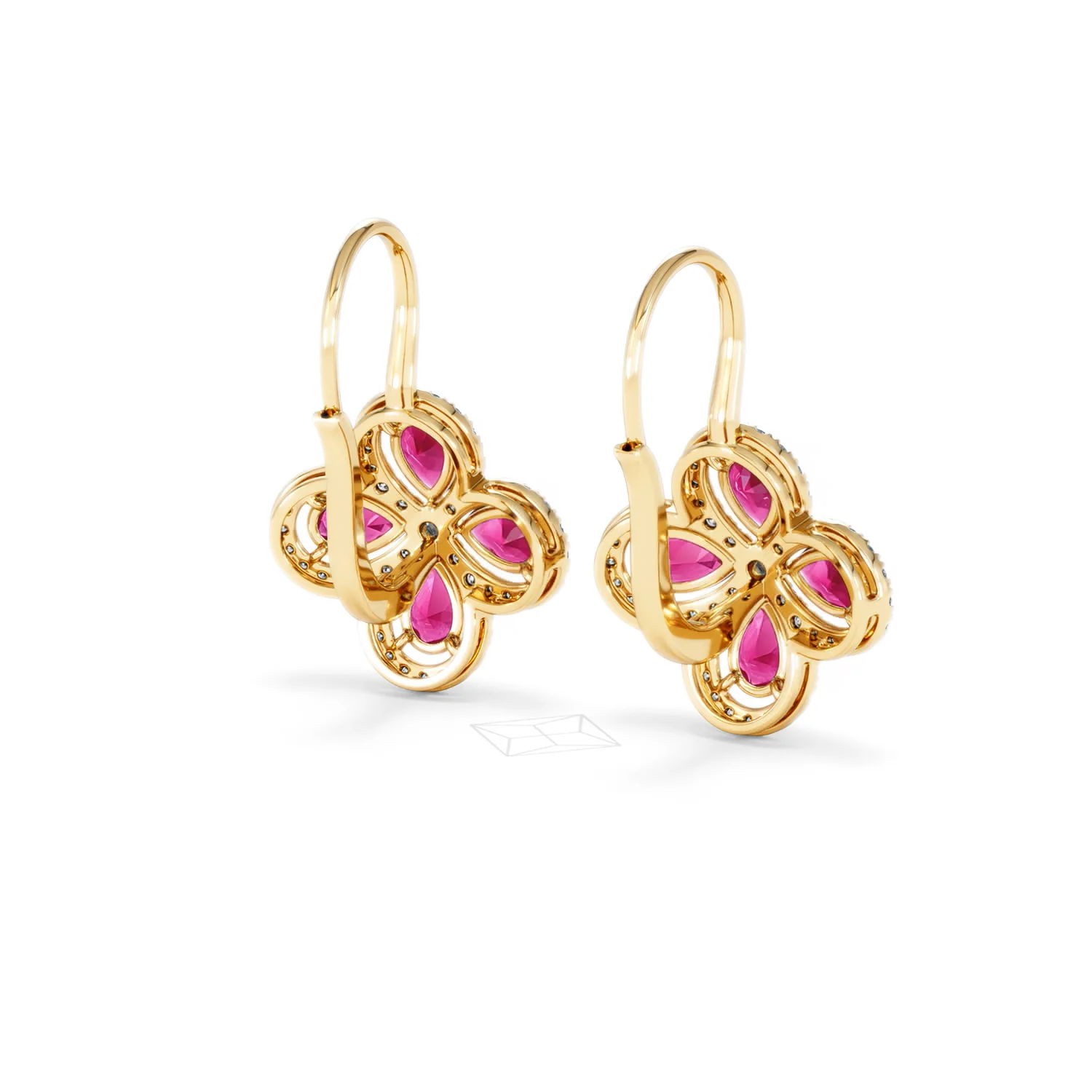 Bloom 4.75ct Lab Ruby and Lab Diamond Earrings in 18K Yellow Gold - Image 42