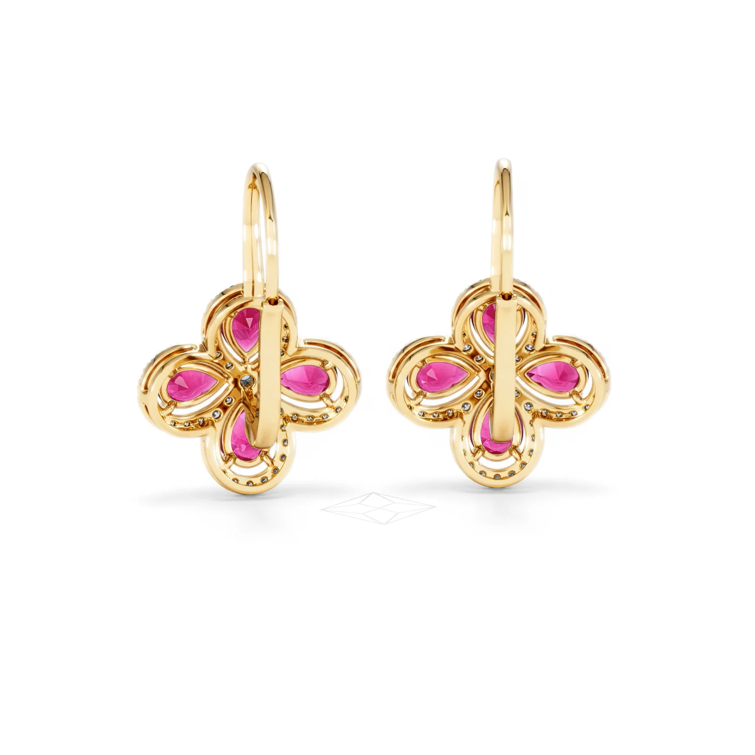 Bloom 4.75ct Lab Ruby and Lab Diamond Earrings in 18K Yellow Gold - Image 49