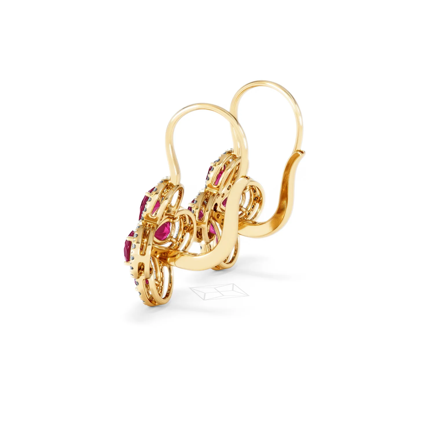 Bloom 4.75ct Lab Ruby and Lab Diamond Earrings in 18K Yellow Gold - Image 62