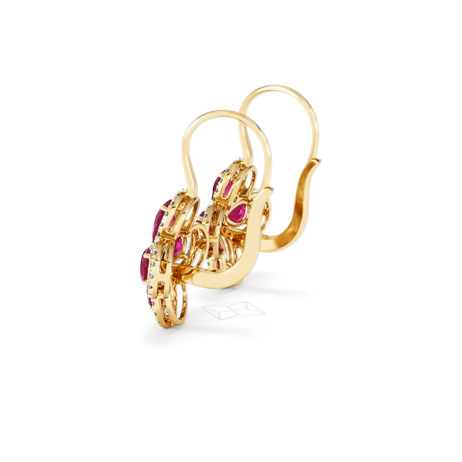 Bloom 4.75ct Lab Ruby and Lab Diamond Earrings in 18K Yellow Gold - Image 63