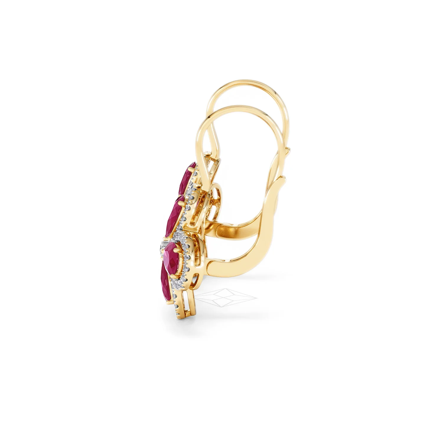 Bloom 4.75ct Lab Ruby and Lab Diamond Earrings in 18K Yellow Gold - Image 67