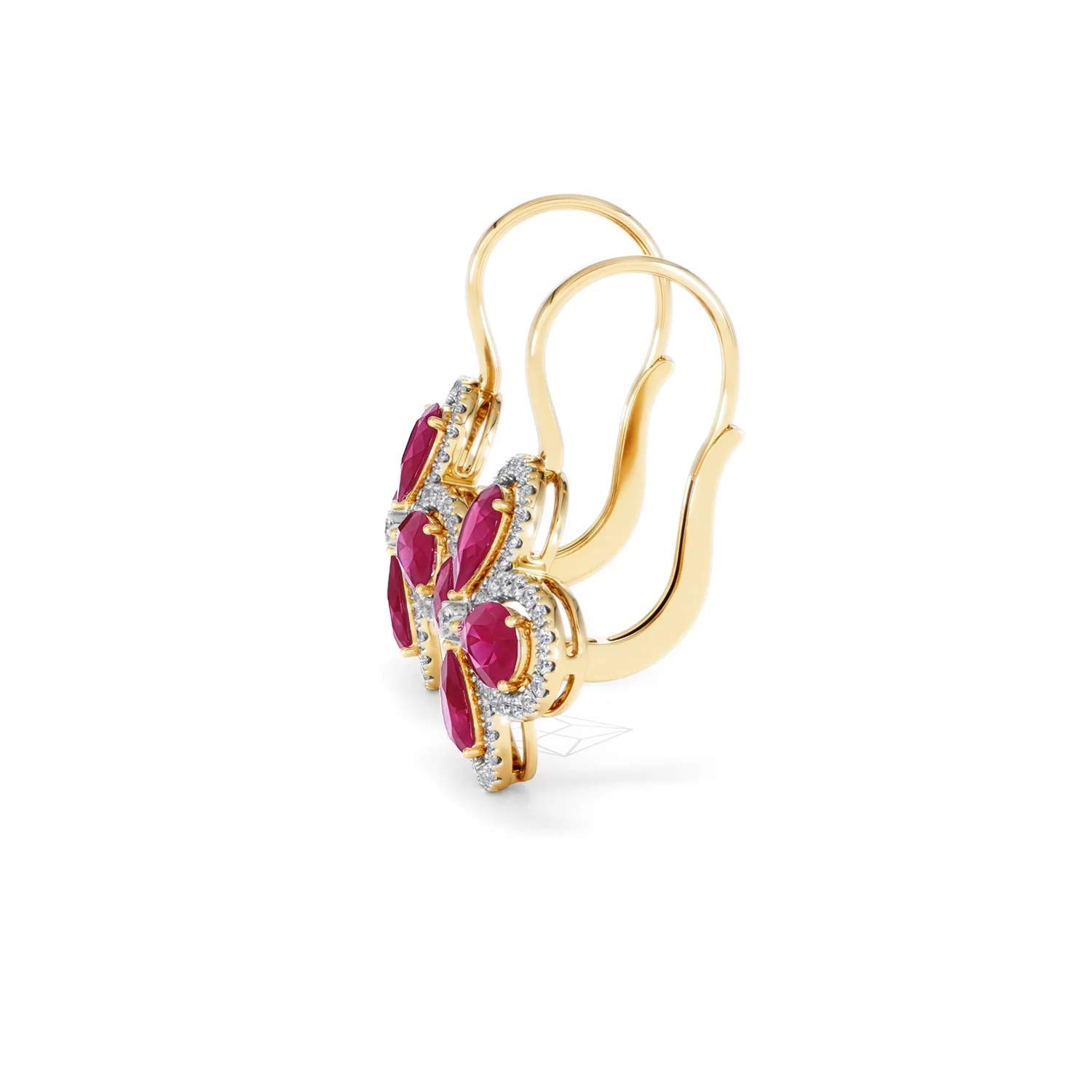 Bloom 4.75ct Lab Ruby and Lab Diamond Earrings in 18K Yellow Gold - Image 70