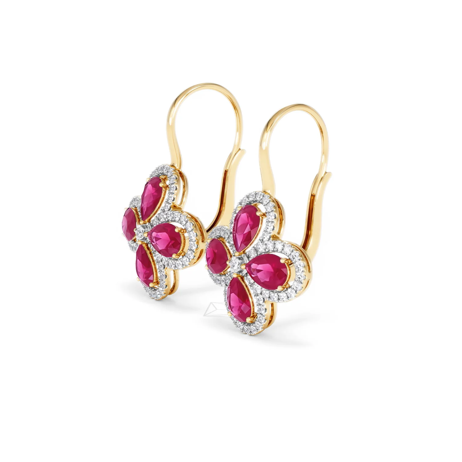 Bloom 4.75ct Lab Ruby and Lab Diamond Earrings in 18K Yellow Gold - Image 76