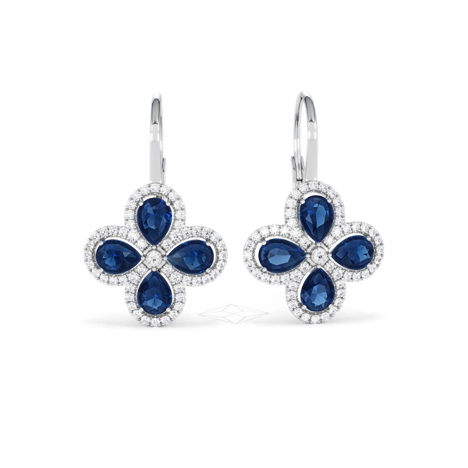 Bloom 4.75ct Lab Sapphire and Lab Diamond Earrings in 18K White Gold - Image 10
