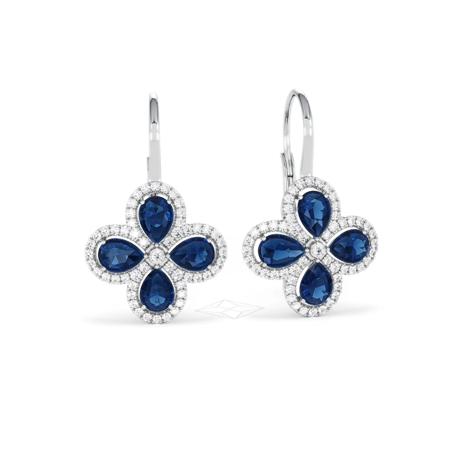 Bloom 4.75ct Lab Sapphire and Lab Diamond Earrings in 18K White Gold - Image 11