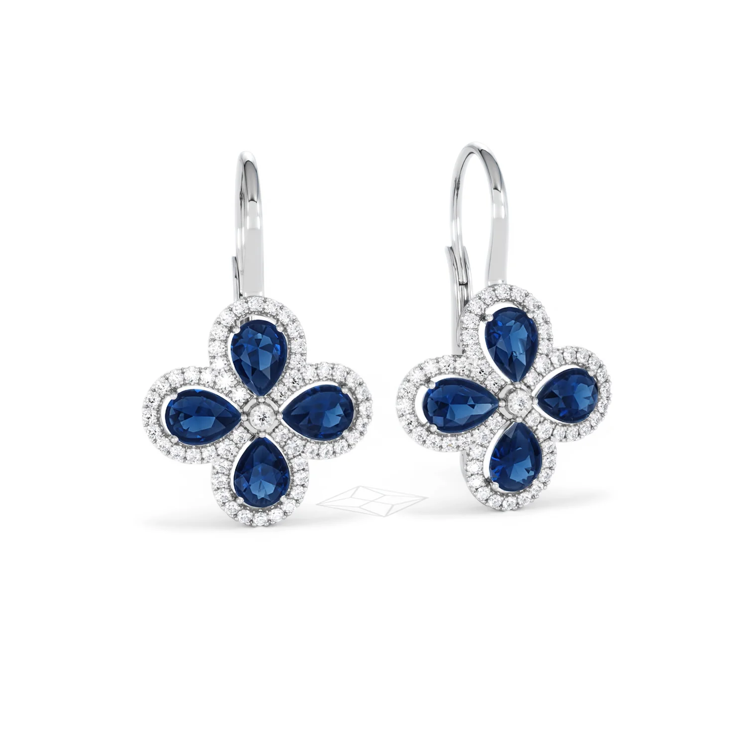 Bloom 4.75ct Lab Sapphire and Lab Diamond Earrings in 18K White Gold - Image 12