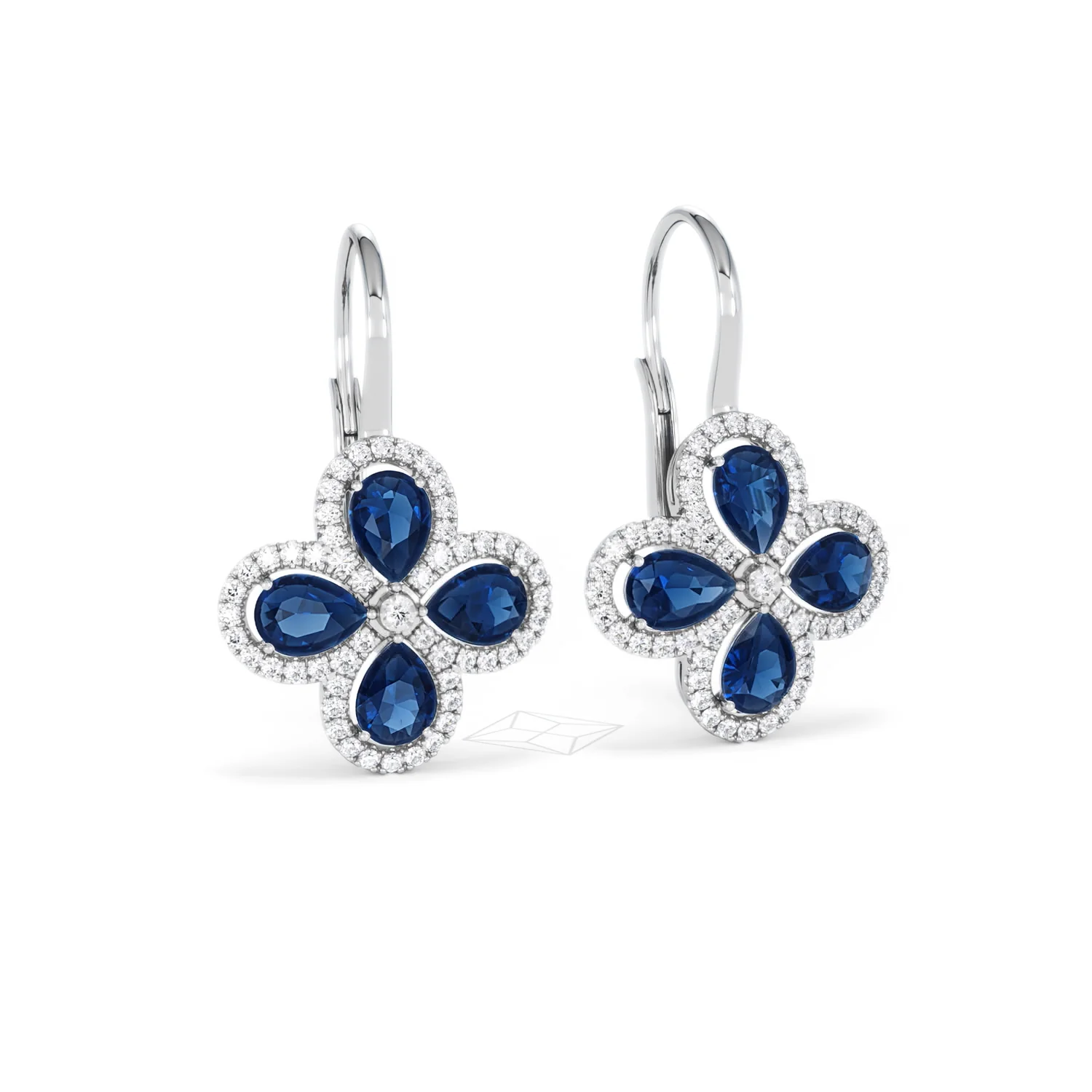 Bloom 4.75ct Lab Sapphire and Lab Diamond Earrings in 18K White Gold - Image 13
