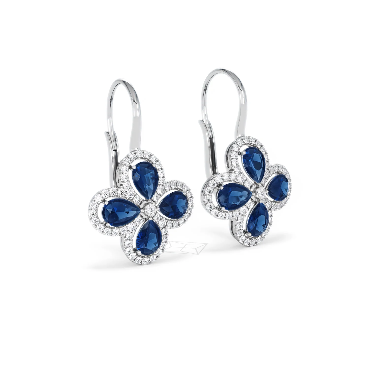 Bloom 4.75ct Lab Sapphire and Lab Diamond Earrings in 18K White Gold - Image 16