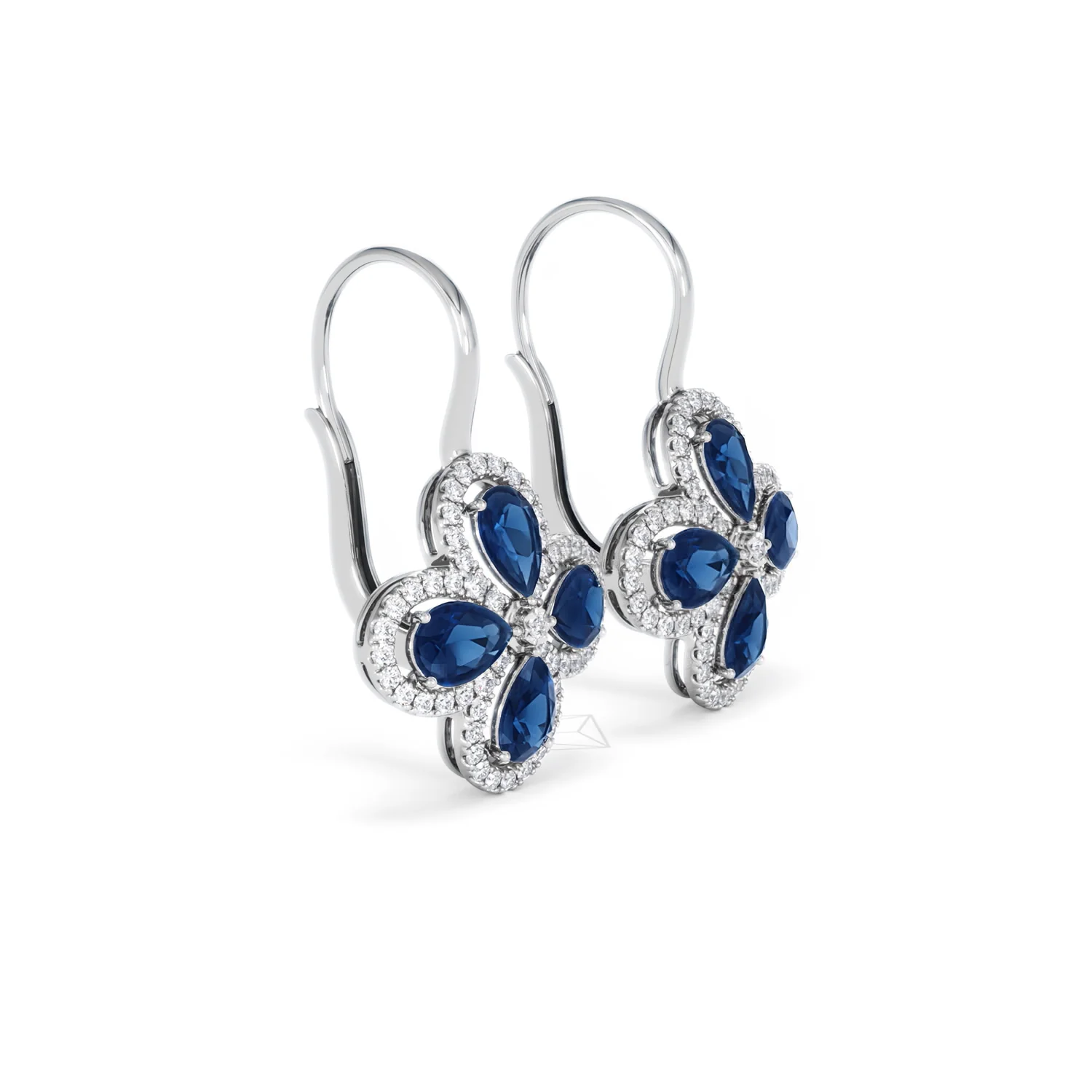 Bloom 4.75ct Lab Sapphire and Lab Diamond Earrings in 18K White Gold - Image 21