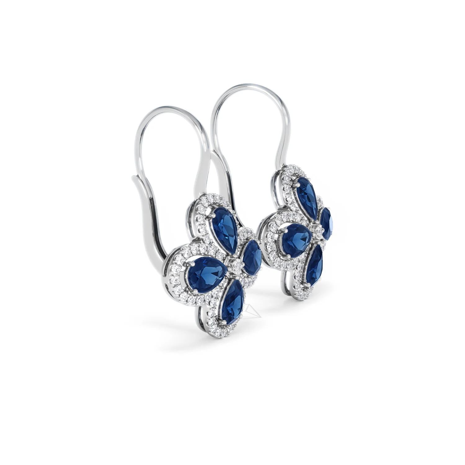 Bloom 4.75ct Lab Sapphire and Lab Diamond Earrings in 18K White Gold - Image 22