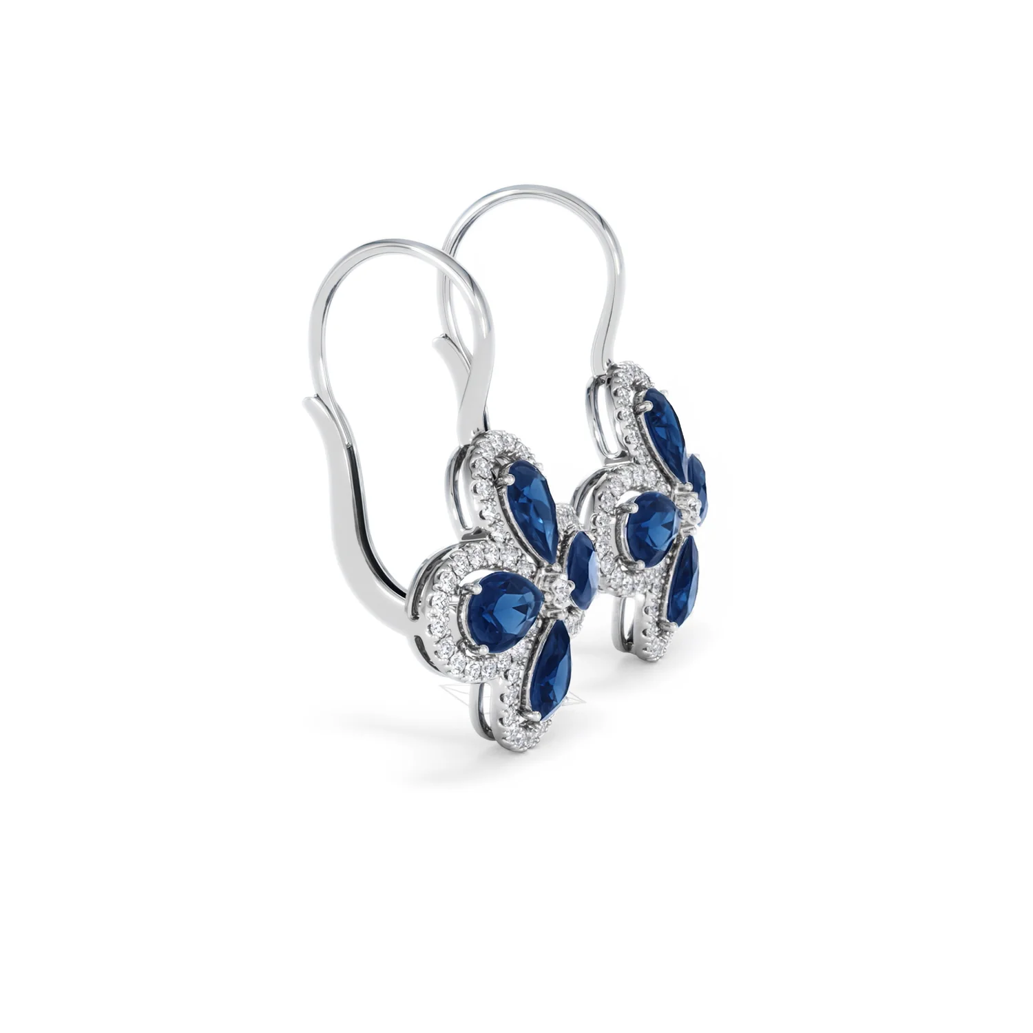 Bloom 4.75ct Lab Sapphire and Lab Diamond Earrings in 18K White Gold - Image 24