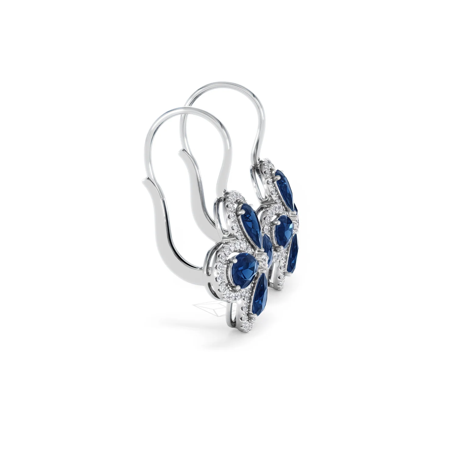 Bloom 4.75ct Lab Sapphire and Lab Diamond Earrings in 18K White Gold - Image 26