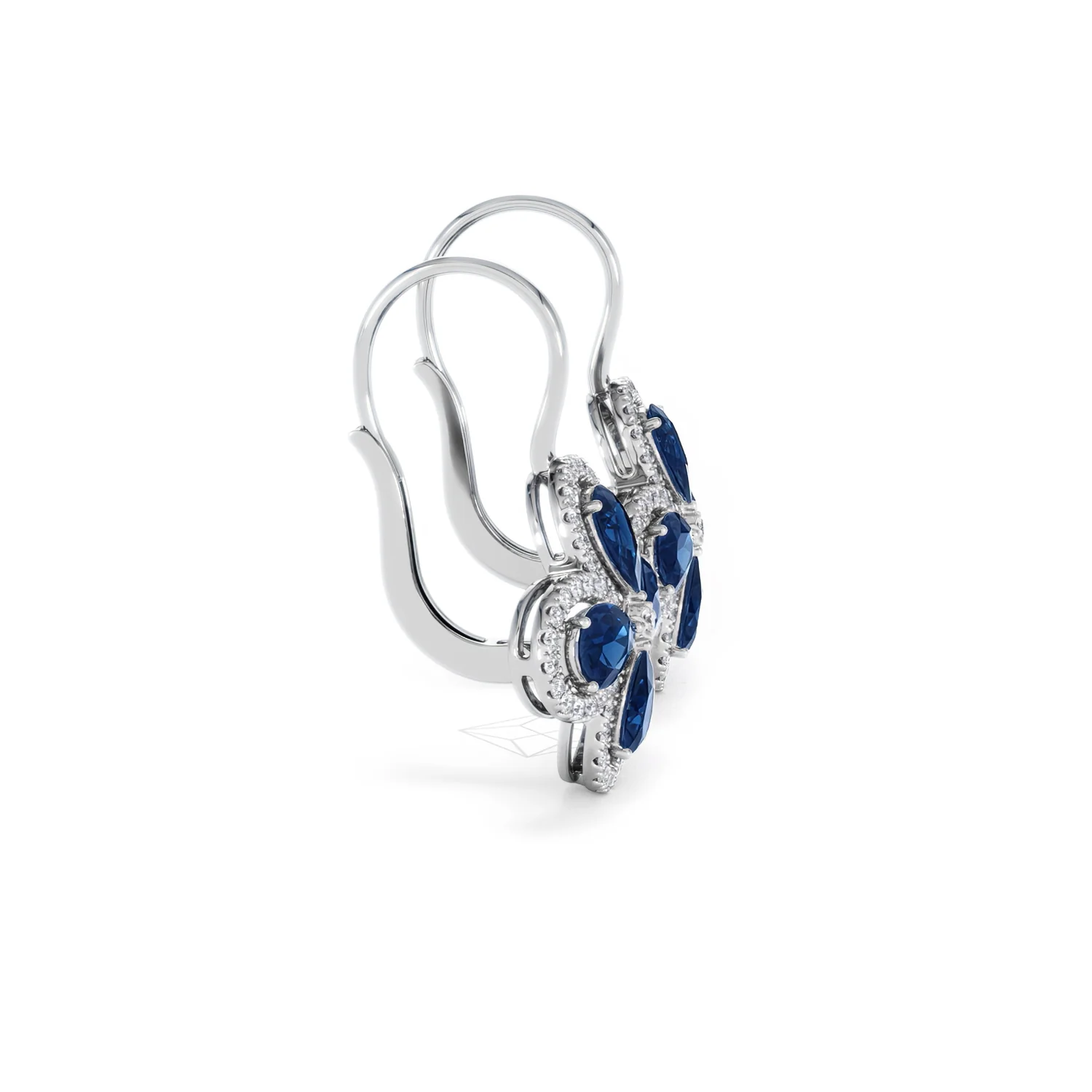 Bloom 4.75ct Lab Sapphire and Lab Diamond Earrings in 18K White Gold - Image 27