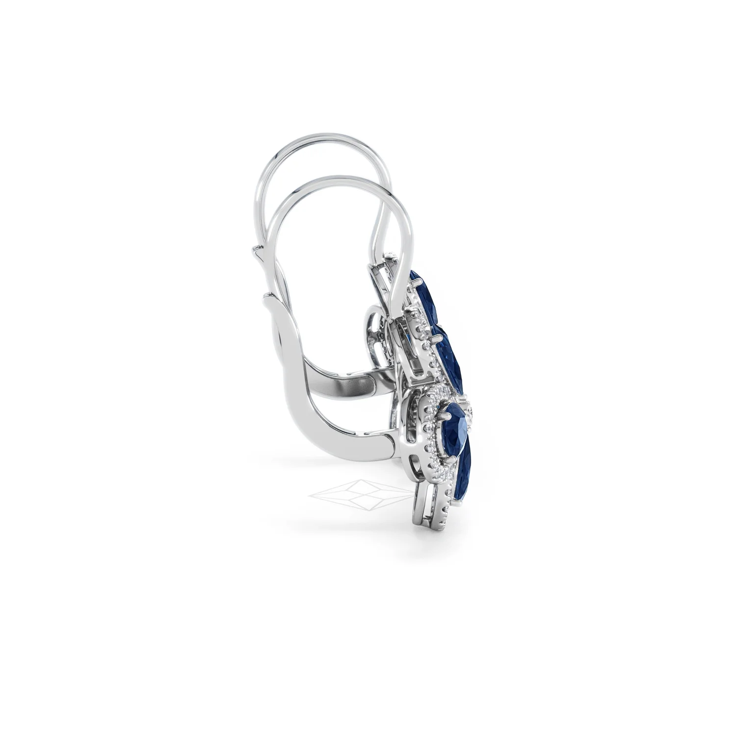Bloom 4.75ct Lab Sapphire and Lab Diamond Earrings in 18K White Gold - Image 30
